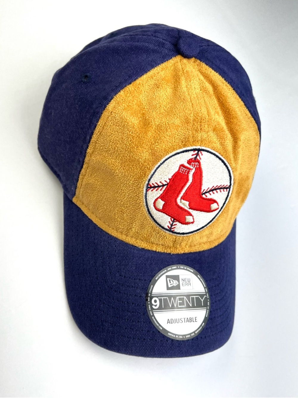 Boston Red Sox Hat New Era 9TWENTYThe League Tan Blue TEXTURE Cap Strap Adjust - Picture 7 of 11